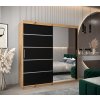 šatní skříň v2 s posuvnými dveřmi se zrcadlem - šířka 200 cm dub artisan + černá