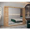 šatní skříň v4 s posuvnými dveřmi se zrcadlem - šířka 250 cm dub artisan