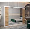šatní skříň v4 s posuvnými dveřmi se zrcadlem - šířka 250 cm dub artisan + bílá
