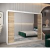 šatní skříň v4 s posuvnými dveřmi se zrcadlem - šířka 250 cm dub sonoma + bílá