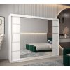 šatní skříň v4 s posuvnými dveřmi se zrcadlem - šířka 250 cm bílá