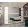 šatní skříň v4 s posuvnými dveřmi se zrcadlem - šířka 250 cm dub sonoma + bílá