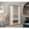 šatní skříň v4 s posuvnými dveřmi se zrcadlem - šířka 120 cm dub artisan + bílá
