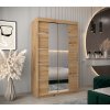šatní skříň v4 s posuvnými dveřmi se zrcadlem - šířka 120 cm dub artisan