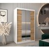 šatní skříň v4 s posuvnými dveřmi se zrcadlem - šířka 120 cm dub artisan + bílá