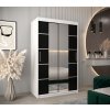 šatní skříň v4 s posuvnými dveřmi se zrcadlem - šířka 120 cm černá + bílá