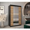 šatní skříň v4 s posuvnými dveřmi se zrcadlem - šířka 120 cm dub artisan + černá
