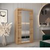 šatní skříň v4 s posuvnými dveřmi se zrcadlem - šířka 100 cm dub artisan