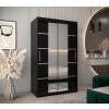 šatní skříň v4 s posuvnými dveřmi se zrcadlem - šířka 120 cm černá