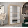 šatní skříň v4 s posuvnými dveřmi se zrcadlem - šířka 120 cm dub sonoma + bílá