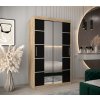 šatní skříň v4 s posuvnými dveřmi se zrcadlem - šířka 120 cm dub sonoma + černá