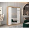 šatní skříň v4 s posuvnými dveřmi se zrcadlem - šířka 150 cm dub artisan + bílá