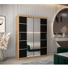 šatní skříň v4 s posuvnými dveřmi se zrcadlem - šířka 150 cm dub artisan + černá