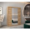 šatní skříň v4 s posuvnými dveřmi se zrcadlem - šířka 150 cm dub artisan
