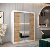 šatní skříň v4 s posuvnými dveřmi se zrcadlem - šířka 150 cm dub artisan + bílá