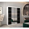 šatní skříň v4 s posuvnými dveřmi se zrcadlem - šířka 150 cm černá + bílá