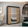 šatní skříň v4 s posuvnými dveřmi se zrcadlem - šířka 150 cm dub artisan + černá