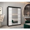 šatní skříň v4 s posuvnými dveřmi se zrcadlem - šířka 150 cm černá + bílá