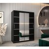 šatní skříň v4 s posuvnými dveřmi se zrcadlem - šířka 150 cm černá