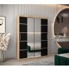 šatní skříň v4 s posuvnými dveřmi se zrcadlem - šířka 150 cm dub sonoma + černá