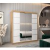 šatní skříň v4 s posuvnými dveřmi se zrcadlem - šířka 180 cm dub artisan + bílá
