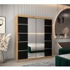 šatní skříň v4 s posuvnými dveřmi se zrcadlem - šířka 180 cm dub artisan + černá