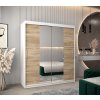 šatní skříň v4 s posuvnými dveřmi se zrcadlem - šířka 180 cm dub sonoma + bílá