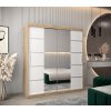šatní skříň v4 s posuvnými dveřmi se zrcadlem - šířka 180 cm dub sonoma + bílá