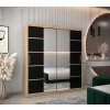 šatní skříň v4 s posuvnými dveřmi se zrcadlem - šířka 180 cm dub sonoma + černá