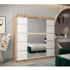 šatní skříň v4 s posuvnými dveřmi se zrcadlem - šířka 200 cm dub artisan + bílá