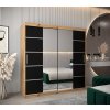 šatní skříň v4 s posuvnými dveřmi se zrcadlem - šířka 200 cm dub artisan + černá