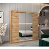 šatní skříň v4 s posuvnými dveřmi se zrcadlem - šířka 200 cm dub artisan