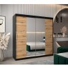 šatní skříň v4 s posuvnými dveřmi se zrcadlem - šířka 200 cm dub artisan + černá