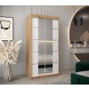šatní skříň v4 s posuvnými dveřmi se zrcadlem - šířka 100 cm dub artisan + bílá