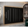 šatní skříň y0 s posuvnými dveřmi - šířka 250 cm dub artisan + černá