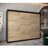 šatní skříň y0 s posuvnými dveřmi - šířka 250 cm dub sonoma + černá