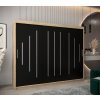 šatní skříň y0 s posuvnými dveřmi - šířka 250 cm dub sonoma + černá