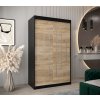 šatní skříň y0 s posuvnými dveřmi - šířka 120 cm dub sonoma + černá