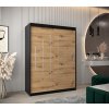 šatní skříň y0 s posuvnými dveřmi - šířka 150 cm dub artisan + černá