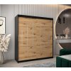 šatní skříň y0 s posuvnými dveřmi - šířka 180 cm dub artisan + černá