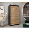 šatní skříň y0 s posuvnými dveřmi - šířka 100 cm dub artisan + černá