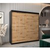 šatní skříň y0 s posuvnými dveřmi - šířka 200 cm dub artisan + černá