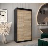 šatní skříň y0 s posuvnými dveřmi - šířka 100 cm dub sonoma + černá