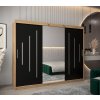 šatní skříň abi y1 s posuvnými dveřmi se zrcadlem - šířka 250 cm dub artisan + černá