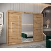 šatní skříň abi y1 s posuvnými dveřmi se zrcadlem - šířka 250 cm dub artisan