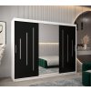 šatní skříň abi y1 s posuvnými dveřmi se zrcadlem - šířka 250 cm černá + bílá