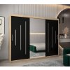šatní skříň abi y1 s posuvnými dveřmi se zrcadlem - šířka 250 cm dub sonoma + černá
