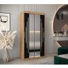 šatní skříň abi y1 s posuvnými dveřmi se zrcadlem - šířka 100 cm dub artisan + černá