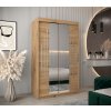 šatní skříň abi y1 s posuvnými dveřmi se zrcadlem - šířka 120 cm dub artisan