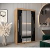 šatní skříň abi y1 s posuvnými dveřmi se zrcadlem - šířka 120 cm dub artisan + černá